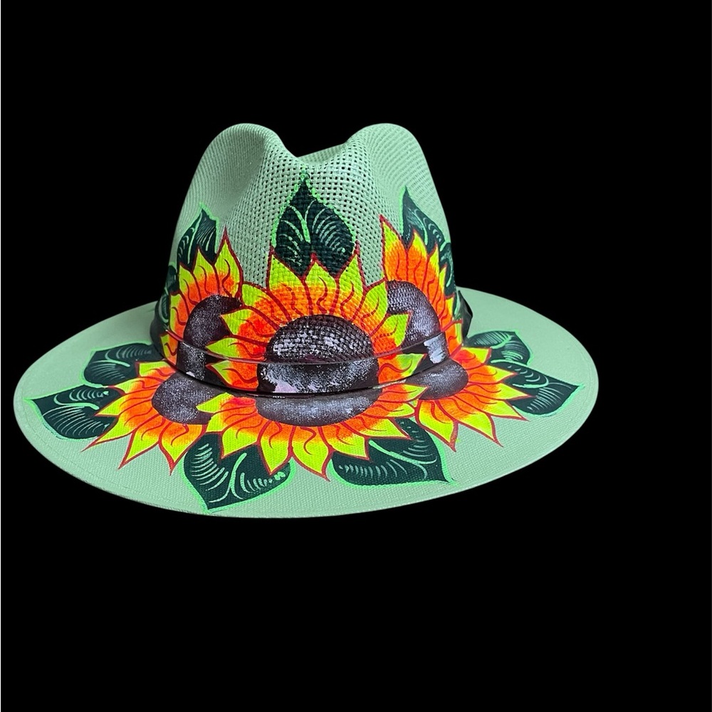 Sunflower Patterned Green Hat